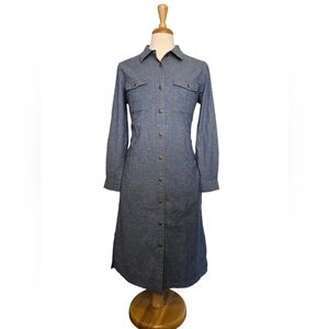 Denim Shirt Dress Size 14 Western Cowgirl Pockets Lagenlook Spring Neutral